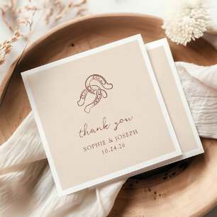 Minimalist Horseshoe   Neutral and Brown Wedding Napkin