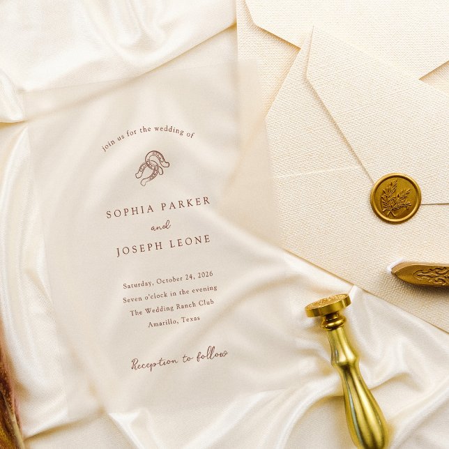 Minimalist Horseshoe | Rustic Brown Wedding Acrylic Invitations (Creator Uploaded)