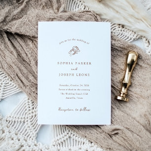 Minimalist Horseshoe Rustic Brown Wedding Invitation