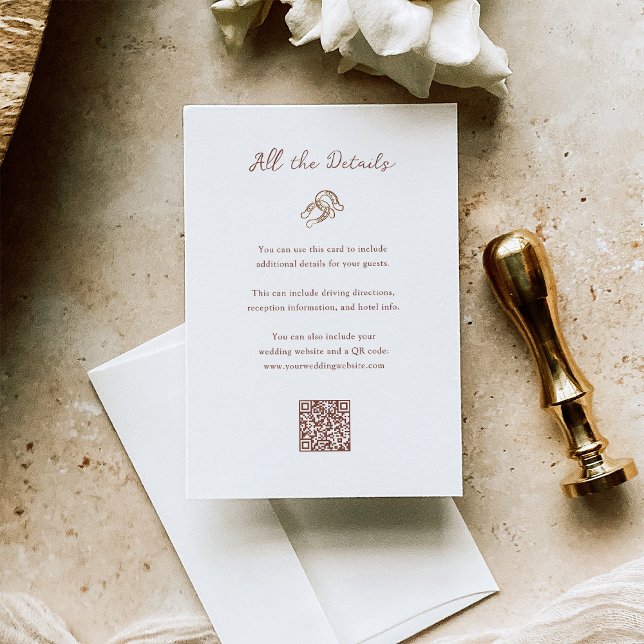 Minimalist Horseshoe Wedding Guest Details QR Code Enclosure Card (Creator Uploaded)