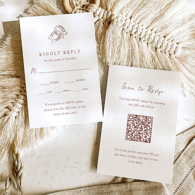 Minimalist Horseshoe Wedding | Meal Choice QR Code RSVP Card (Creator Uploaded)