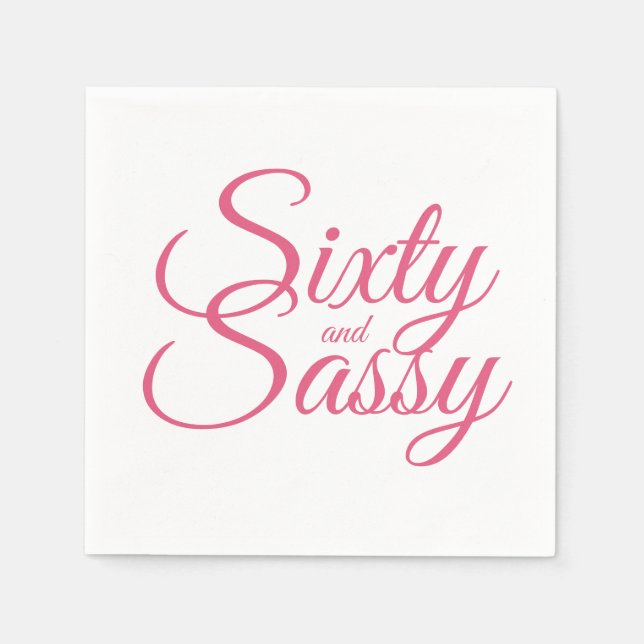 Minimalist Hot Pink and Sassy 60th Birthday  Napkin (Front)