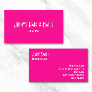 Minimalist Hot Pink and White Business Card
