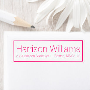 Minimalist hot pink Border Custom Return Address