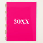 Minimalist hot pink modern typography custom planner<br><div class="desc">Minimalist hot pink,  fuchsia,  magenta and white modern typography custom simple elegant Planner.
Custom white serif text,  hot pink solid plain background.
You can personalized it with your name,  initials,  year,  etc or just delete the text,  and leave the solid plain hot pink colour.</div>