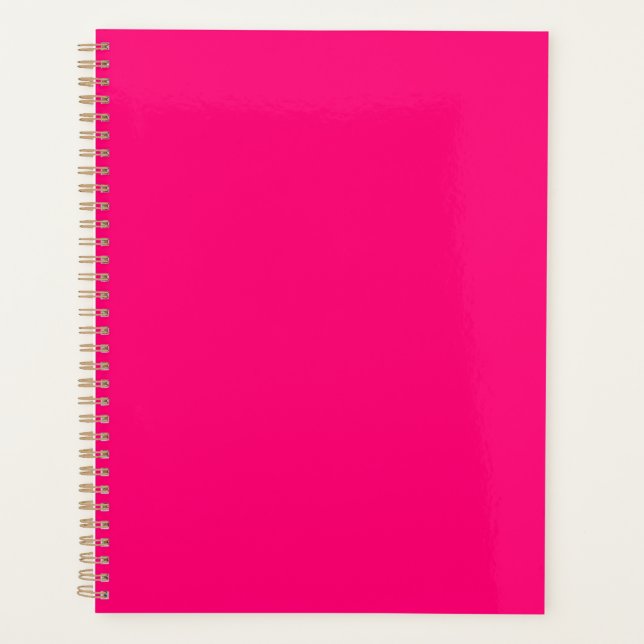 Minimalist hot pink  plain solid colour modern planner (Front)