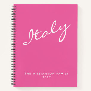 Minimalist Hot Pink Script Personalized Travel Notebook