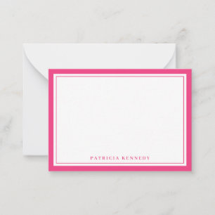 Minimalist Hot Pink Two Border Name Personalized   Card
