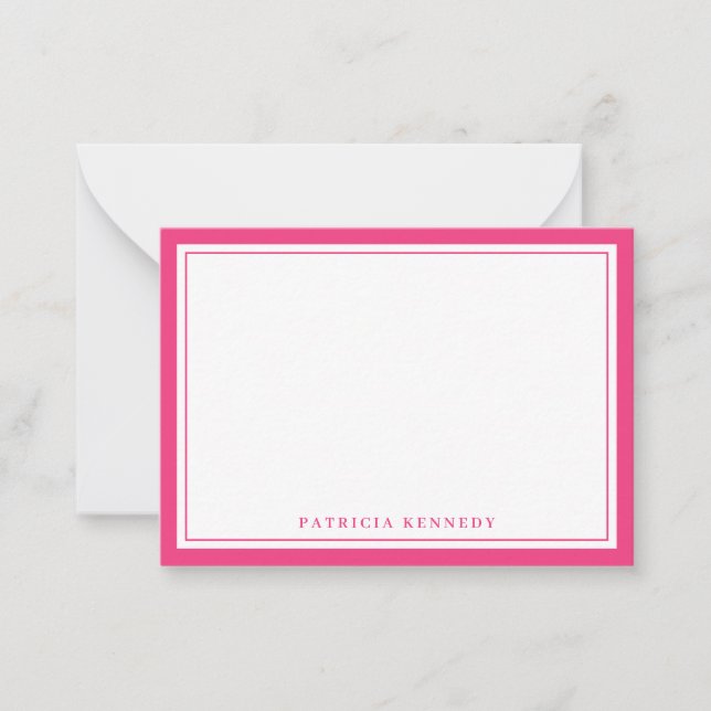 Minimalist Hot Pink Two Border Name Personalized   Card (Front)