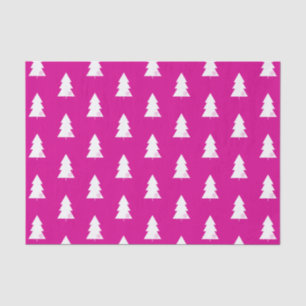 Minimalist Hot Pink White Christmas Tree Pattern Tissue Paper