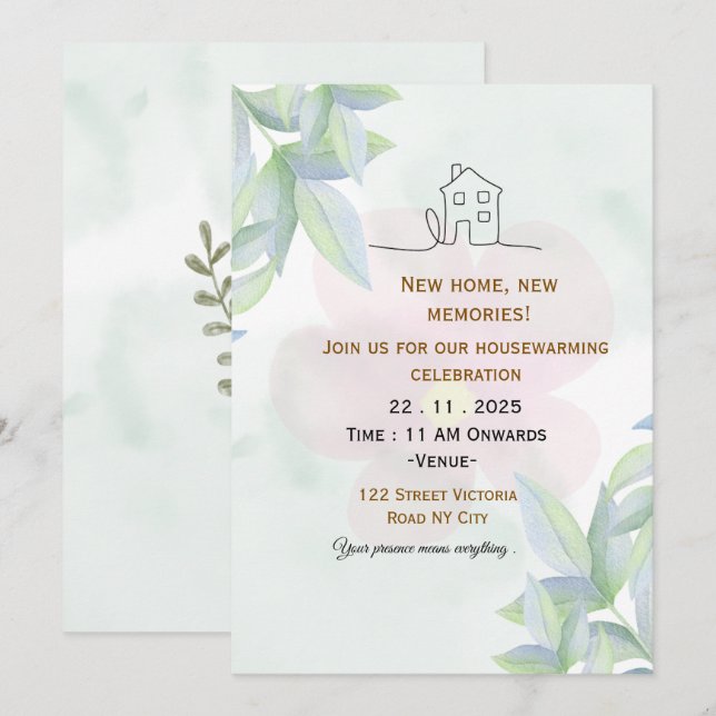 Minimalist Housewarming Invitation (Front/Back)