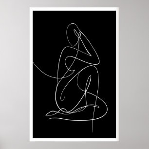 Minimalist Human Form Print Monochrome Seated