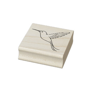 Minimalist Hummingbird Line Art in Flight Rubber Stamp