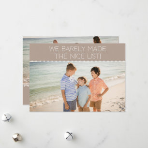 Minimalist Humourous Nice List Kids Two-Photo  Holiday Card