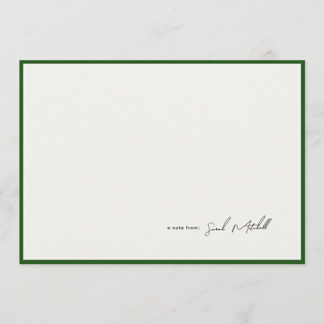 Minimalist Hunter Green Border Personalized Script Card (Front)