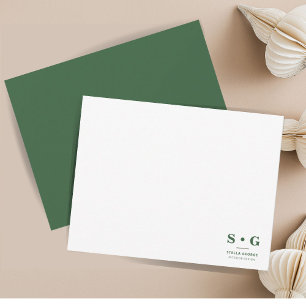 Minimalist Hunter Green Modern Monogram  Card
