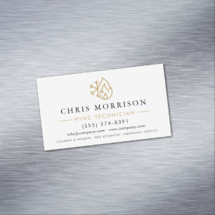 Minimalist HVAC White Gold Modern Magnetic Business Card