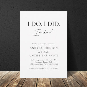 Minimalist I Do I Did I'm Done Divorce Party Invitation