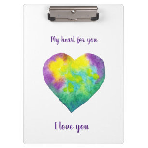 Minimalist I love you rainbow watercolor heart     Clipboard