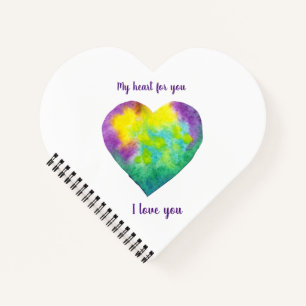 Minimalist I love you rainbow watercolor heart    Notebook