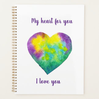 Minimalist I love you rainbow watercolor heart     Planner