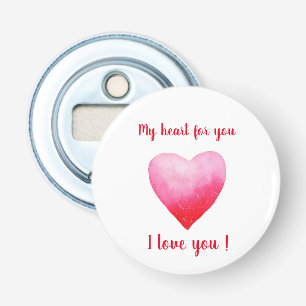 Minimalist I love you red watercolor heart Bottle Opener