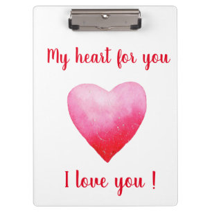 Minimalist I love you red watercolor heart Clipboard