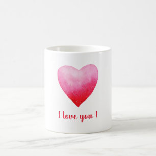 Minimalist I love you red watercolor heart Coffee Coffee Mug