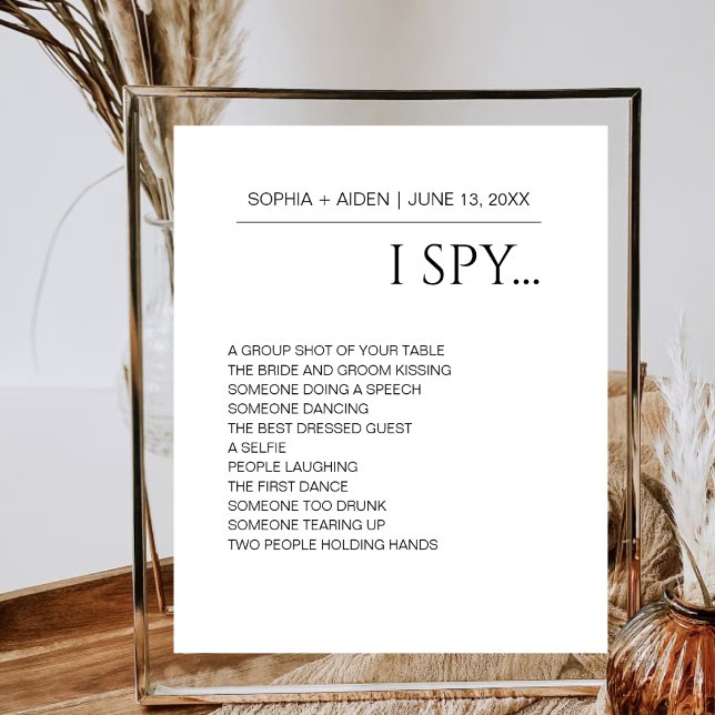 Minimalist I Spy Wedding Reception Guest Game Poster (Creator Uploaded)