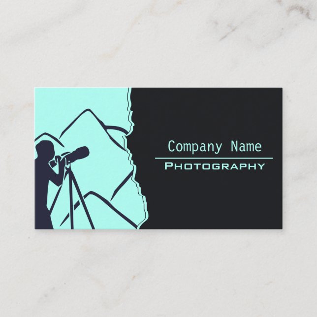 Minimalist Ice-Blue Photography Business Card (Front)