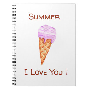 Minimalist Ice Cream I Love You Tote Bag Notebook