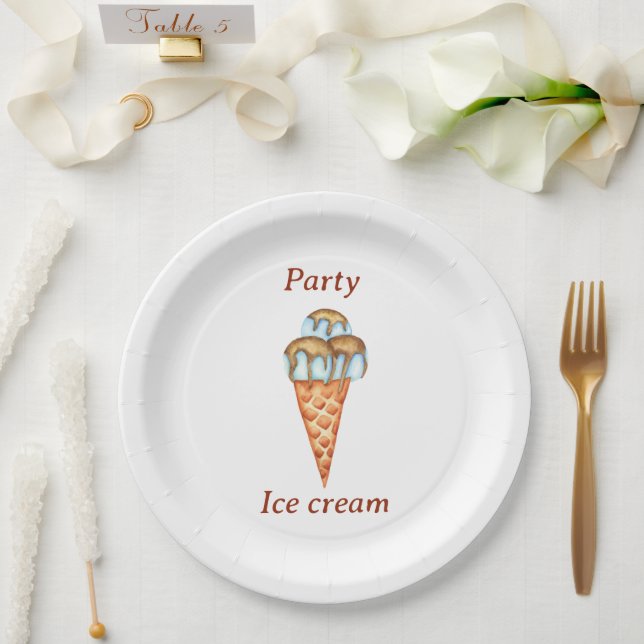Minimalist Ice cream Party    Paper Plate (Wedding)
