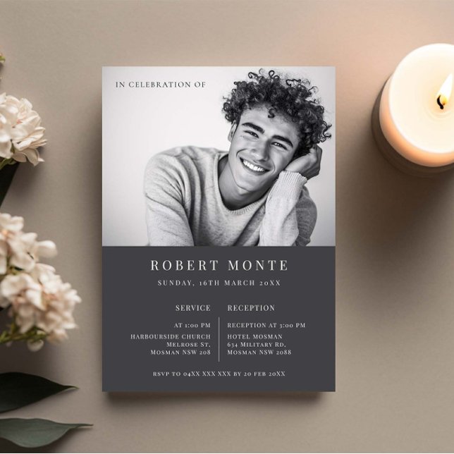 Minimalist In celebration of Funeral Photo Invitation (Creator Uploaded)