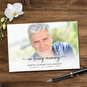 Minimalist In Loving Memory Photo Script Funeral Guest Book