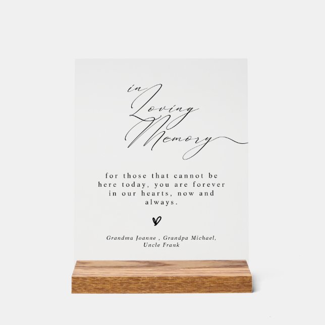 Minimalist  In Loving Memory Wedding Sign (Front)