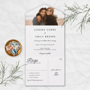 Minimalist Inclusive Photo Wedding All In One Invitation