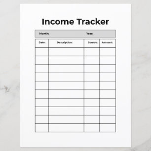 Minimalist Income Tracker   Printable Finance Log 