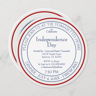 Minimalist Independence Day Red, White, and Blue Invitation