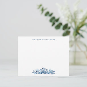 Minimalist Indigo Blue Ink Botanical Baby Shower Thank You Card