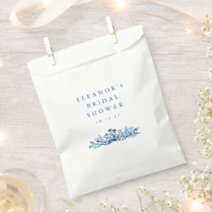Minimalist Indigo Blue Ink Botanical Bridal Shower Favour Bag