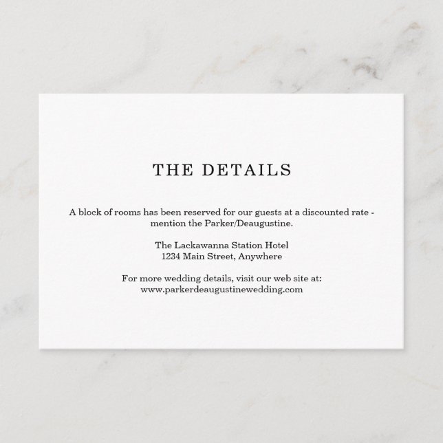 Minimalist Information / Details Enclosure Card (Front)