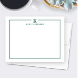 Minimalist Initial Hunter Green Border Stationery Card<br><div class="desc">This design features a thin double border with space a monogram initial and name/text at the top. Click the customize button if you would like to adjust the design elements and/or further modify the text! Variations of this design, additional colors, as well as coordinating products are available in our shop,...</div>