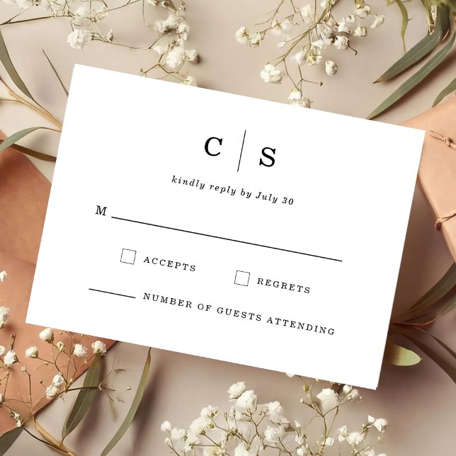 Minimalist Initial Monogram Wedding RSVP Save The Date (Creator Uploaded)