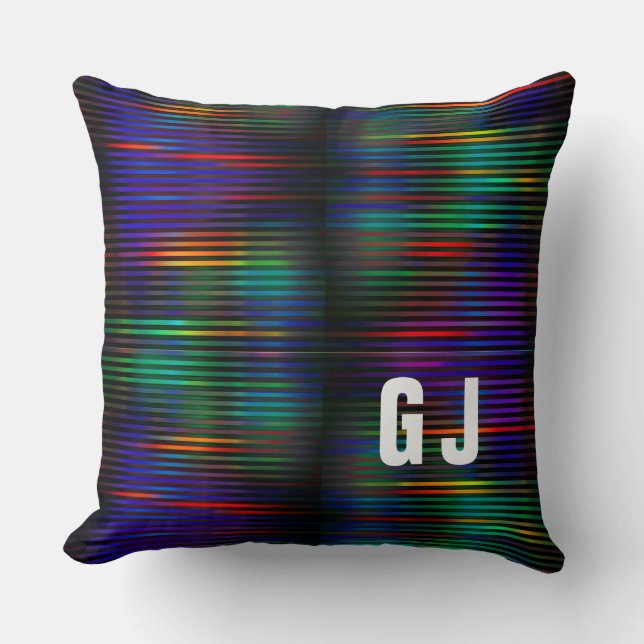 Minimalist Initialized Colourful Design Throw Pillow (Front)