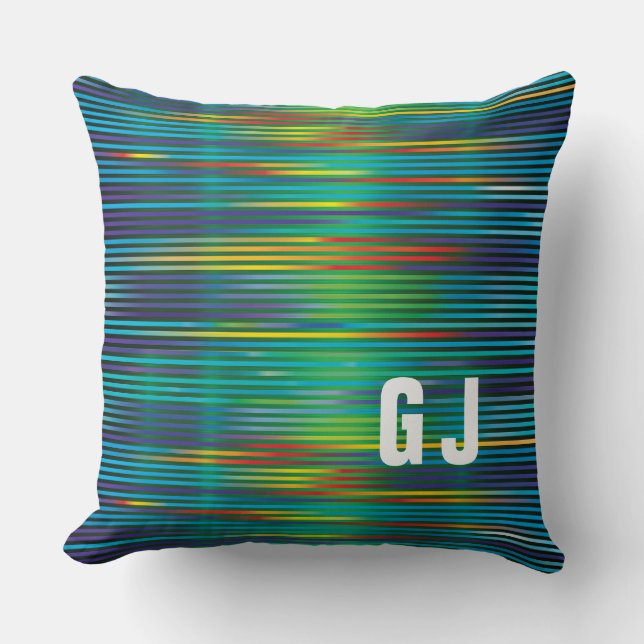 Minimalist Initialized Colourful Design Throw Pillow (Front)