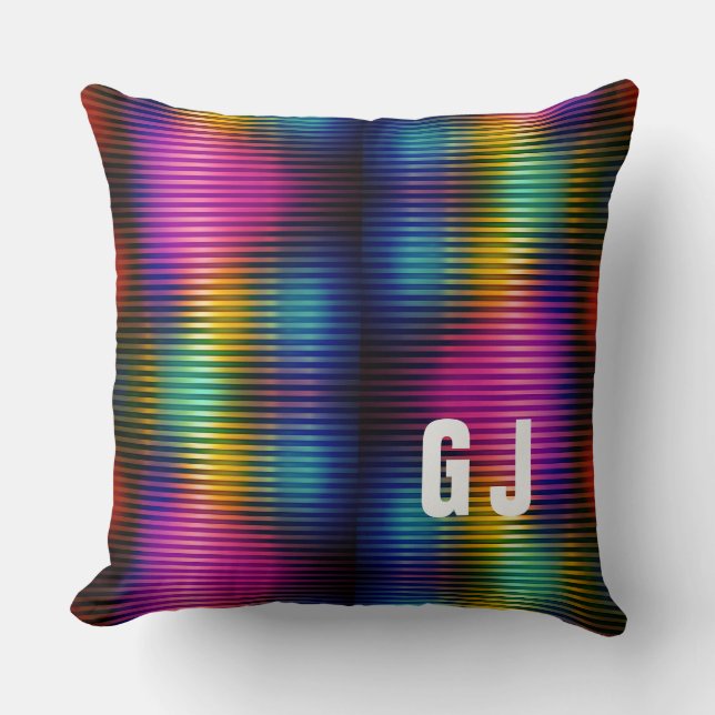 Minimalist Initialized Colourful Design Throw Pillow (Front)