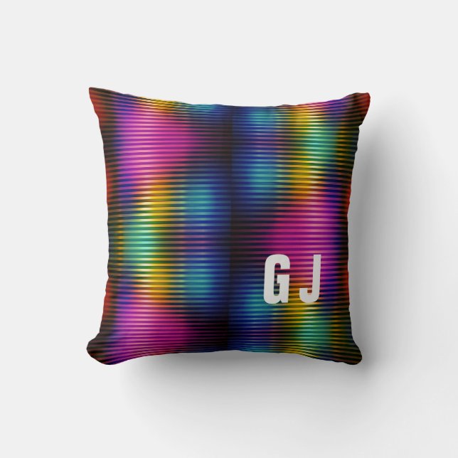 Minimalist Initialized Colourful Design Throw Pillow (Front)