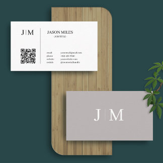 Minimalist Initials Elegant Classy QR Code Business Card