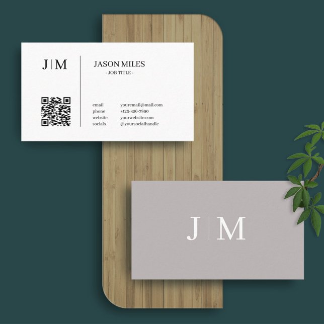 Minimalist Initials Elegant Classy QR Code Business Card (Creator Uploaded)