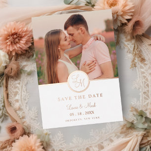 Minimalist Initials Fancy Rose Gold Photo Wedding